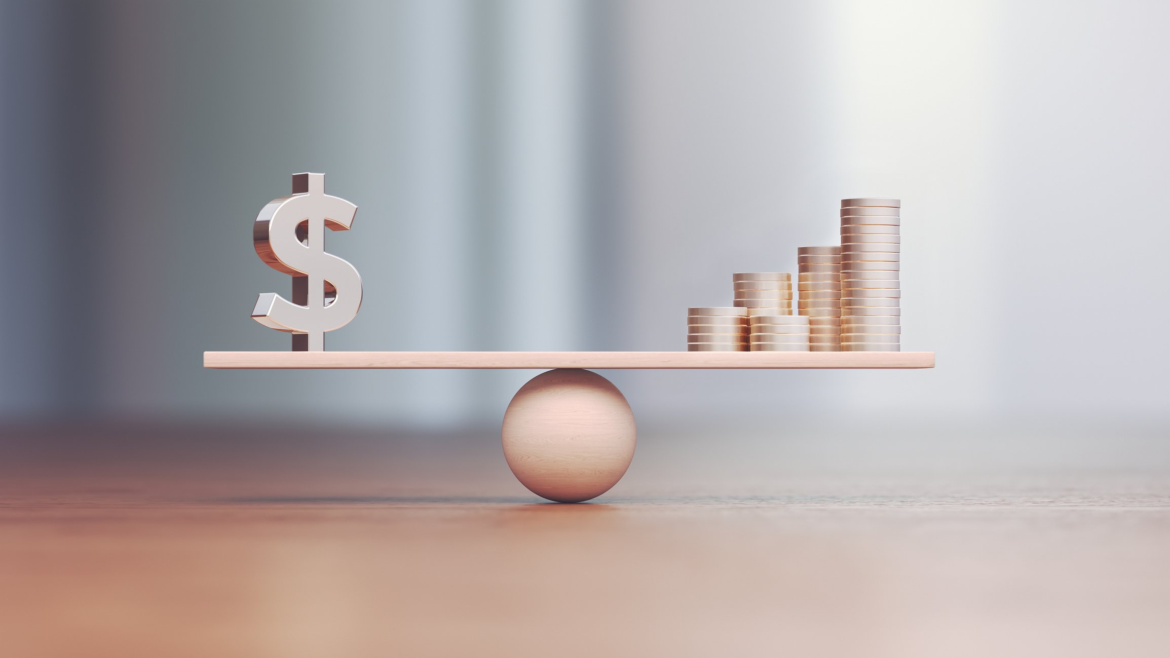 Image of a scale between coins and the money symbol to show How to Create an Effective Employee Training Strategy